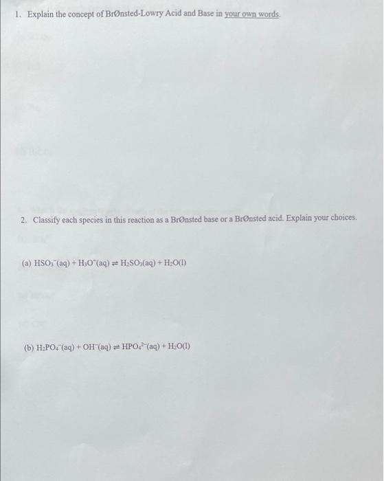 Solved What Is The Conjugate Base Of Each Of The Following | Chegg.com