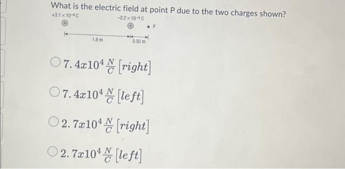 Solved What is the electric field at point P due to the two | Chegg.com