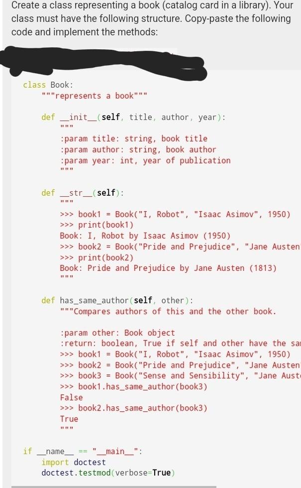 Solved Create a class representing a book (catalog card in a | Chegg.com