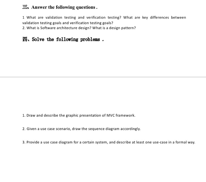 Solved Answer Following Questions 1 Validation Testing Verification