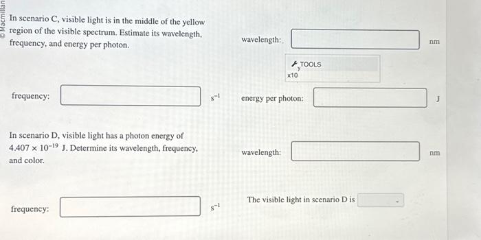 Solved In scenario C, visible light is in the middle of the | Chegg.com