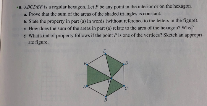 Solved 9 Abcdef Isa Regular Hexagon Let P Be Any Point