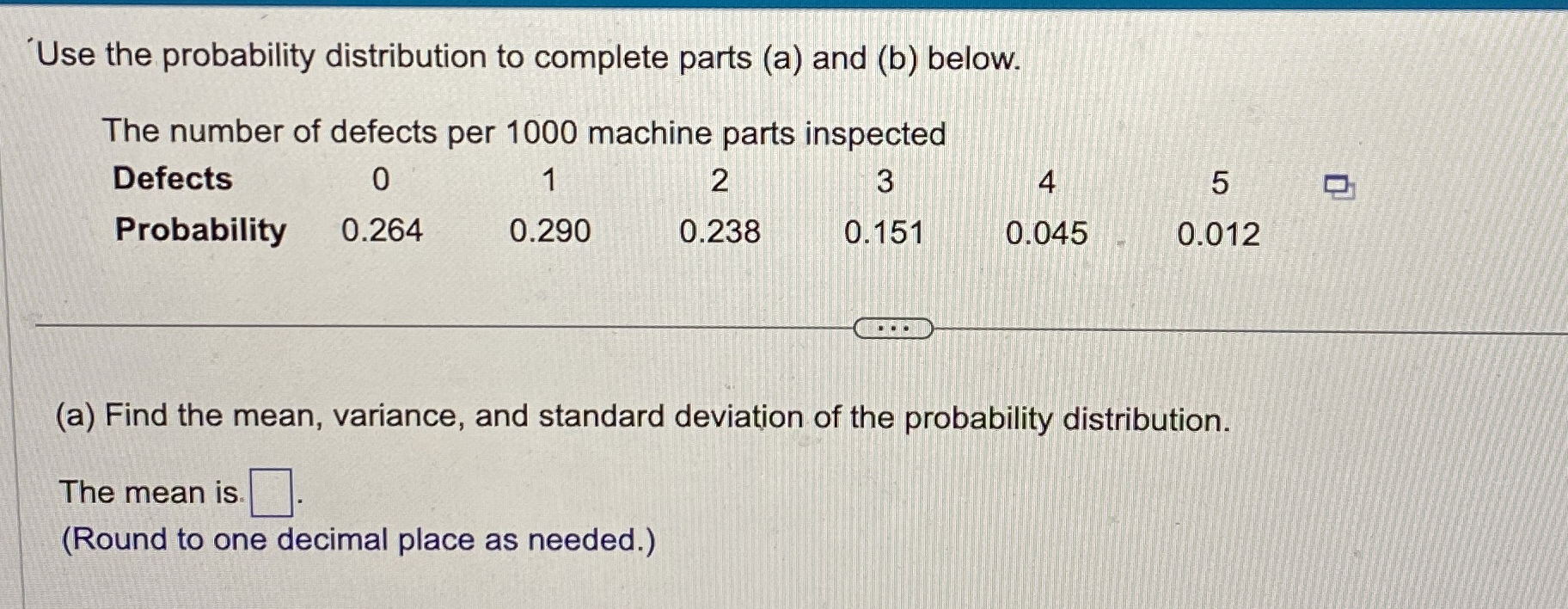 Solved Use the probability distribution to complete parts | Chegg.com