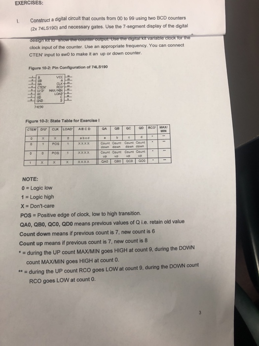 Solved EXERCISES: Construct A Digital Circuit That Counts | Chegg.com