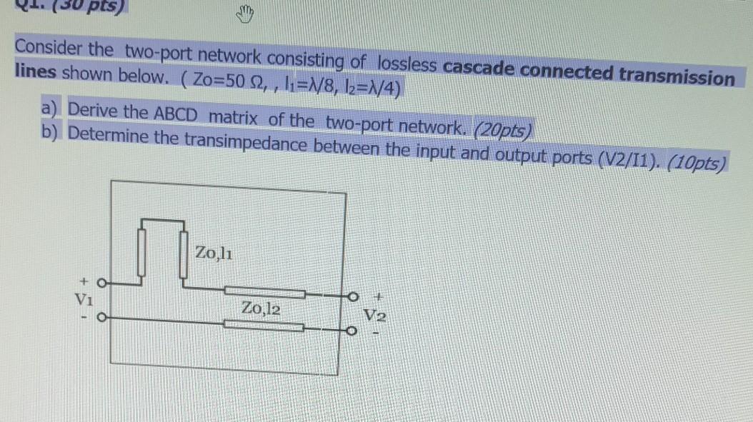 Solved pts) Consider the two-port network consisting of | Chegg.com