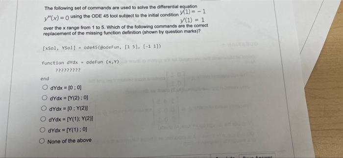 Solved The following set of commands are used to solve the | Chegg.com