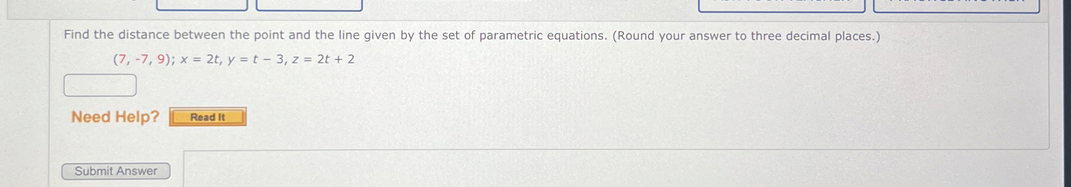 Solved Find the distance between the point and the line | Chegg.com