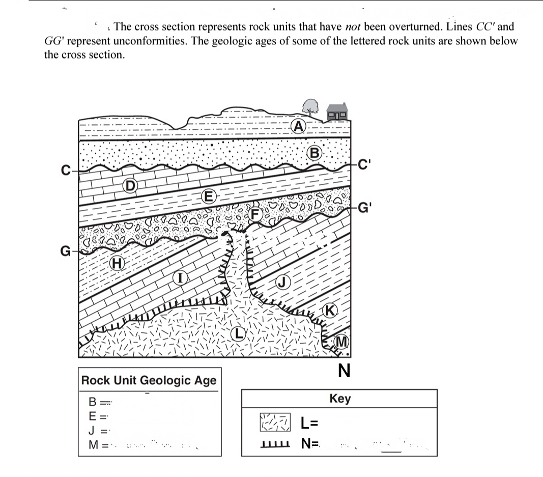 Solved : The cross section represents rock units that have | Chegg.com