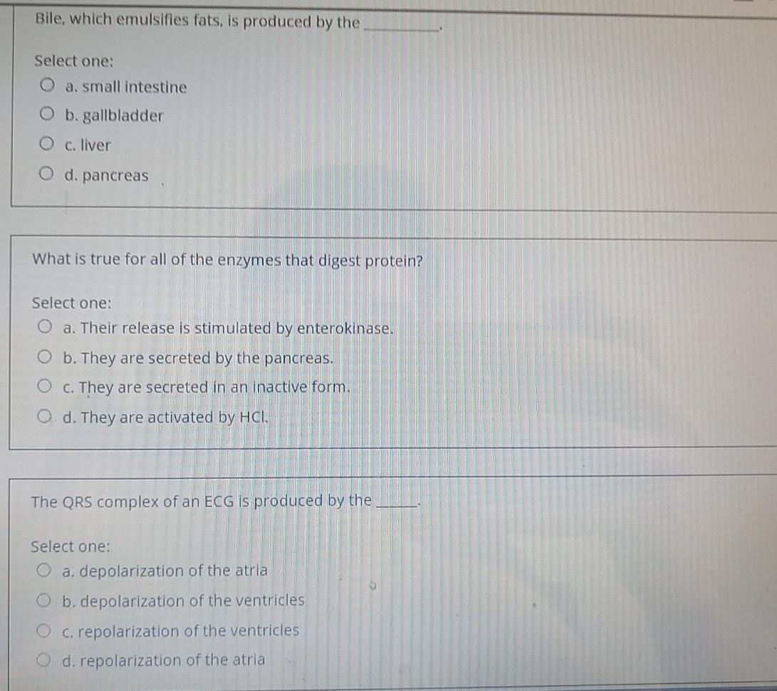 Solved Bile, which emulsifies fats, is produced by the