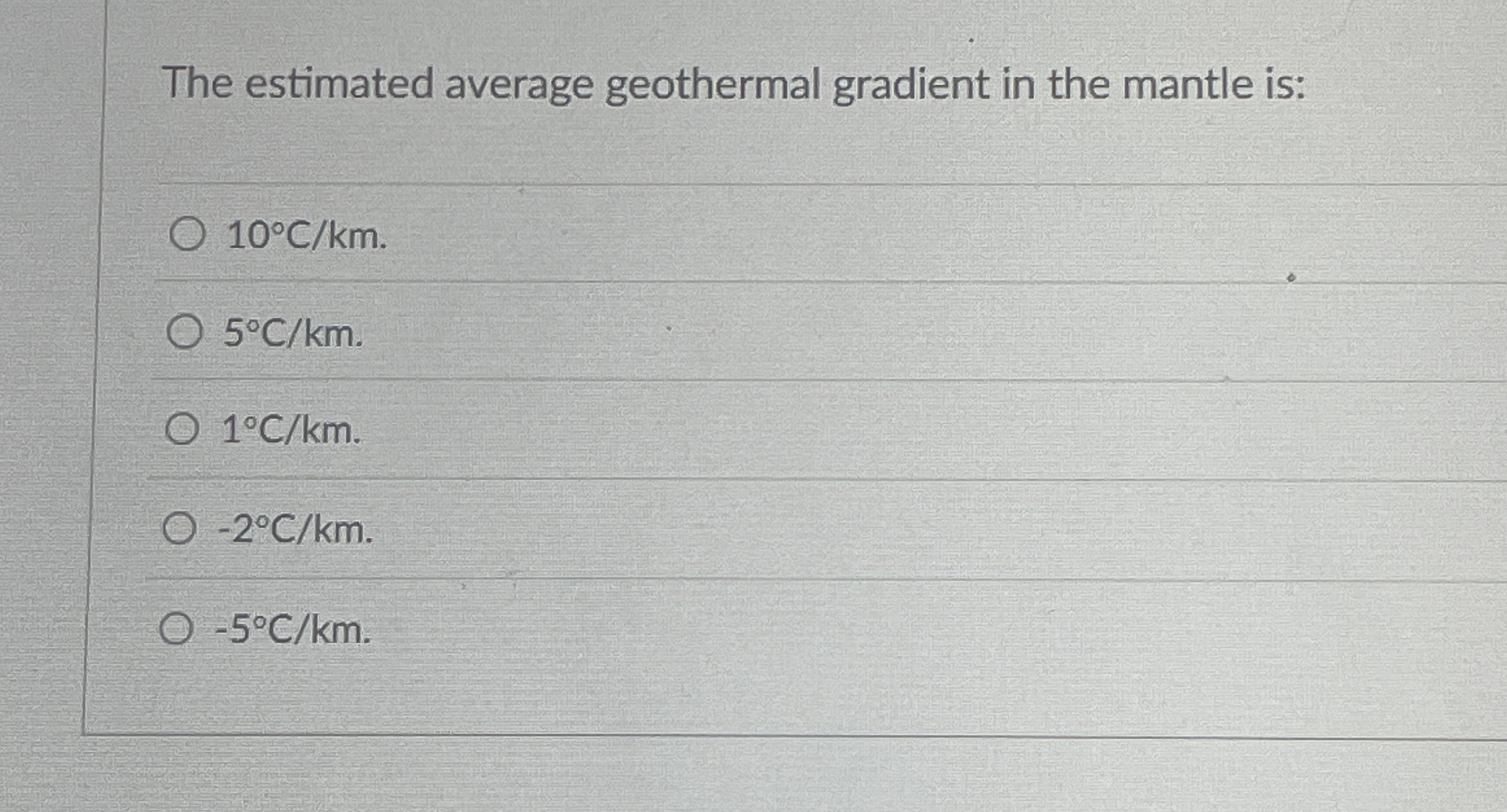 Solved The estimated average geothermal gradient in the | Chegg.com