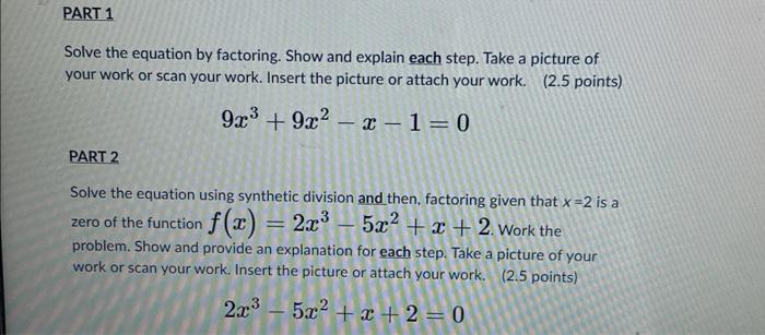 Solved Solve the equation by factoring. Show and explain | Chegg.com