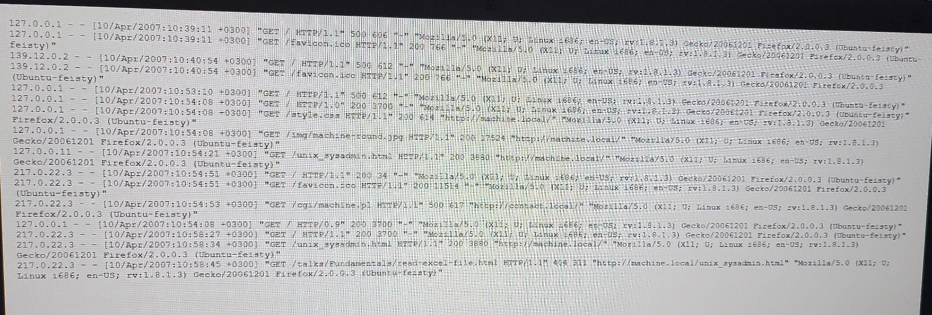 Solved refer to the apache access log file every row is a chegg