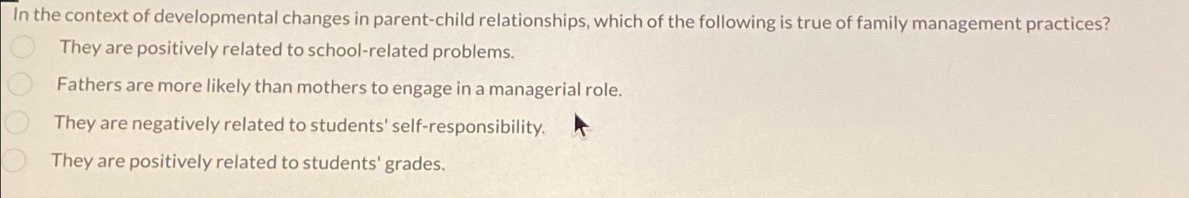 Solved In the context of developmental changes in | Chegg.com