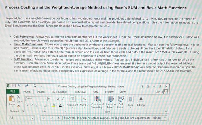 Solved Process Costing and the Weighted-Average Method using | Chegg.com