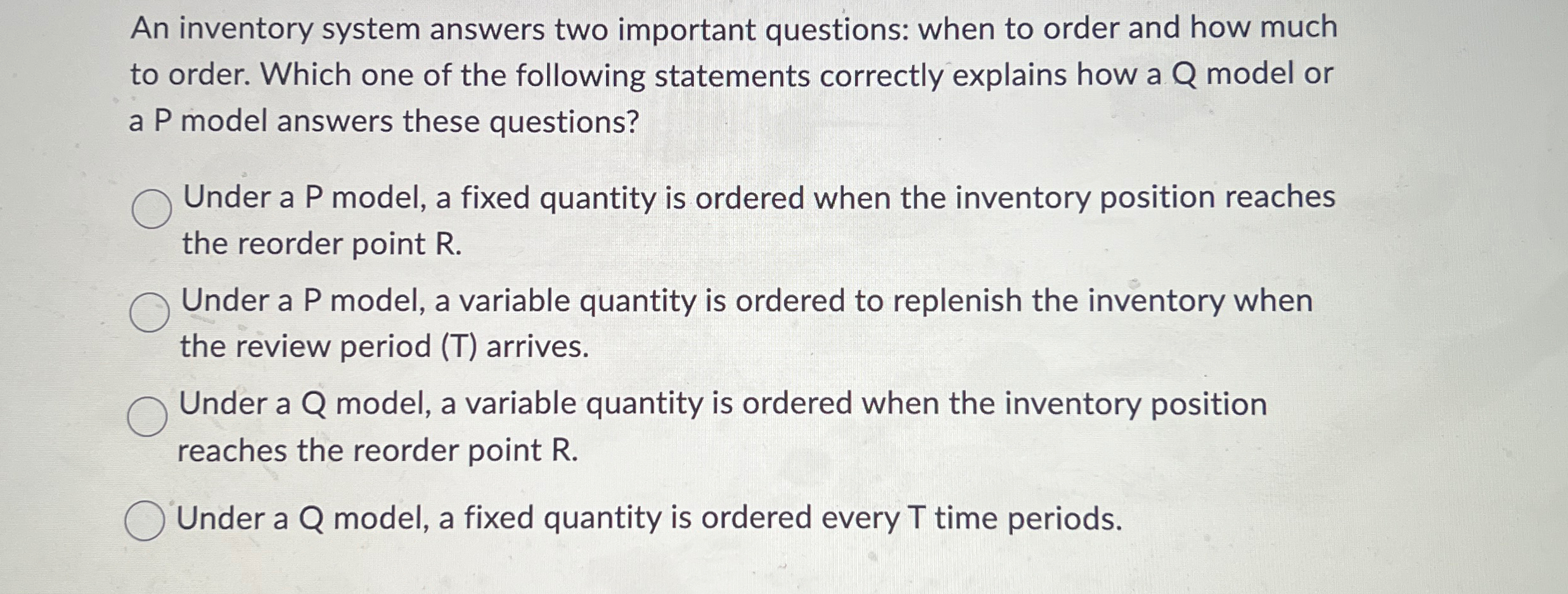 Solved An inventory system answers two important questions: | Chegg.com