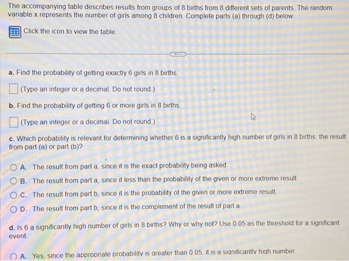 Solved The accompanying table describes results from groups | Chegg.com