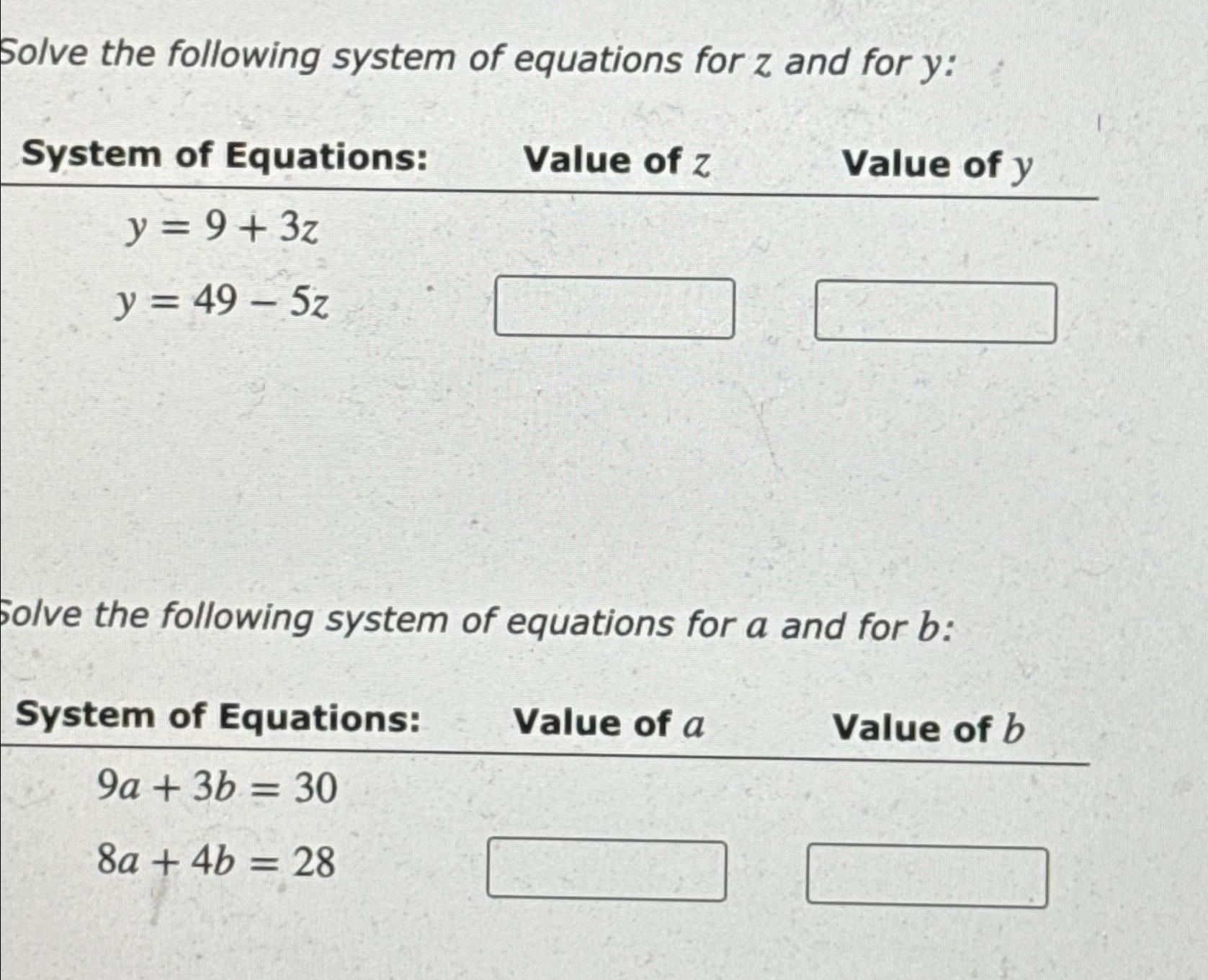 Solved Solve the following system of equations for z ﻿and