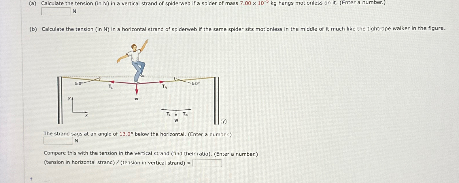 (a) ﻿Calculate the tension (in N ) ﻿in a vertical | Chegg.com