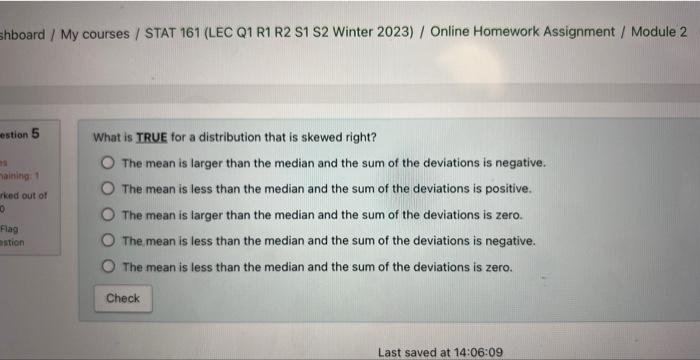 Solved shboard / My courses / STAT 161 (LEC Q1 R1 R2 S1 S2 | Chegg.com