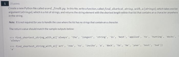 Solved 1 25 points Create a new Python file called word | Chegg.com