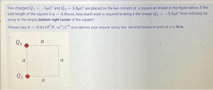 Solved Two charged Q1 = -5C and Q2 = 3.64C are placed on the | Chegg.com