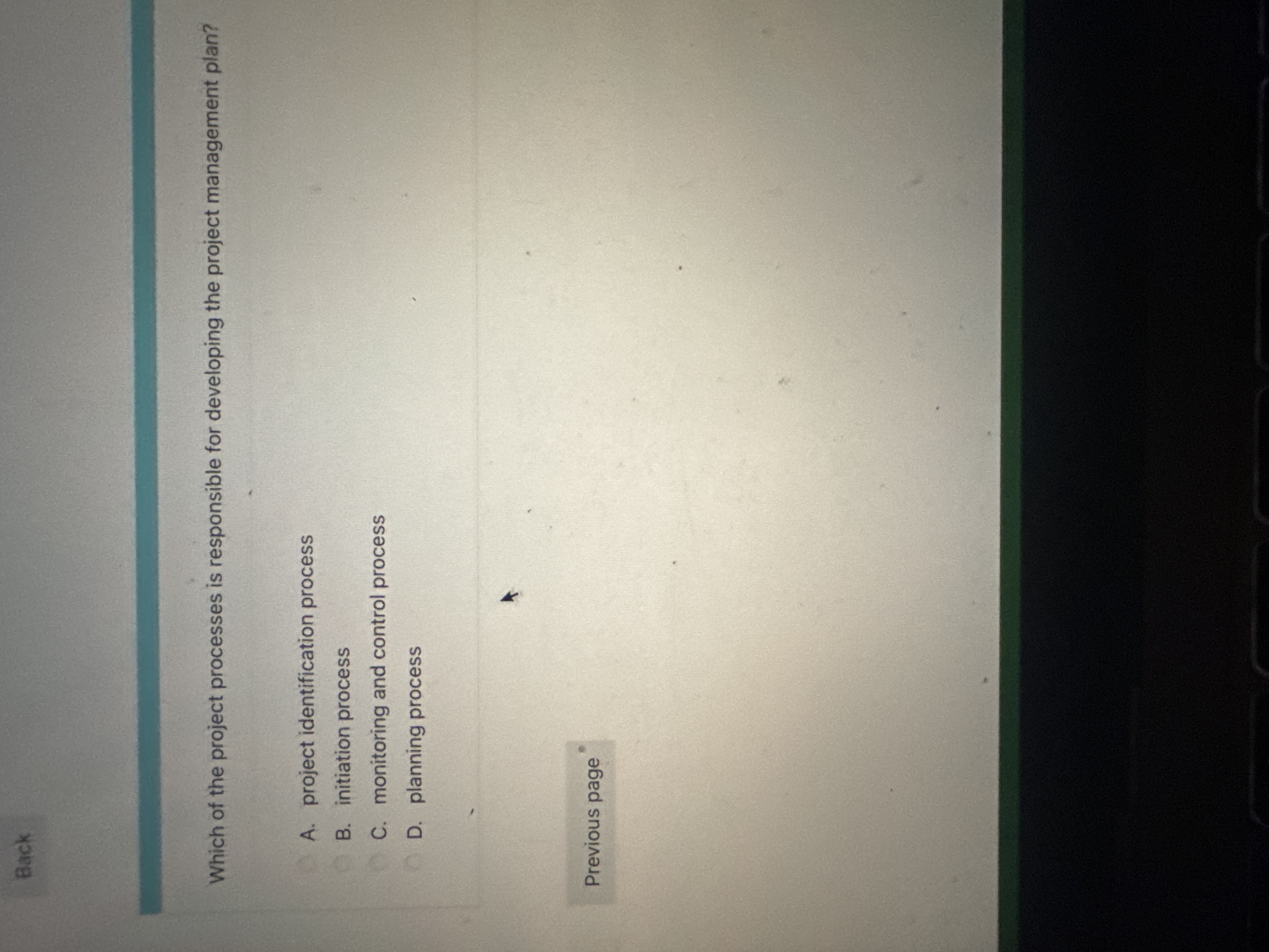 Solved Which of the project processes is responsible for | Chegg.com