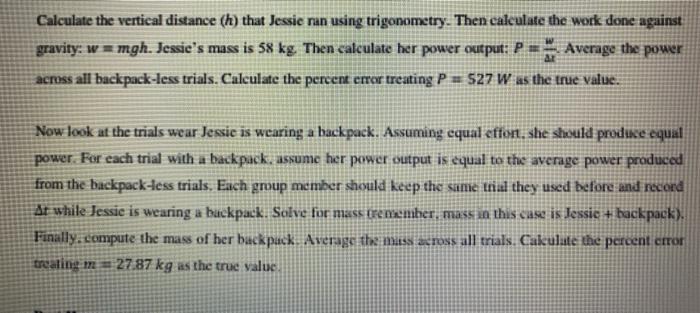 Calculate The Vertical Distance H That Jessic Ra Chegg Com