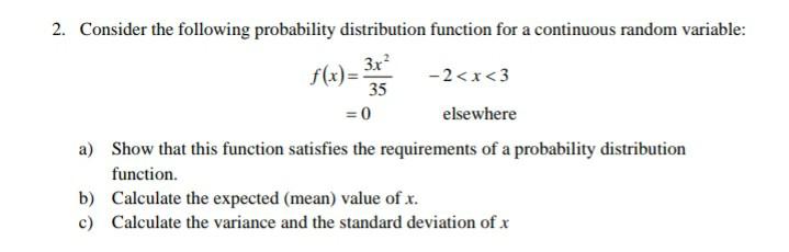 Solved 2. Consider The Following Probability Distribution | Chegg.com