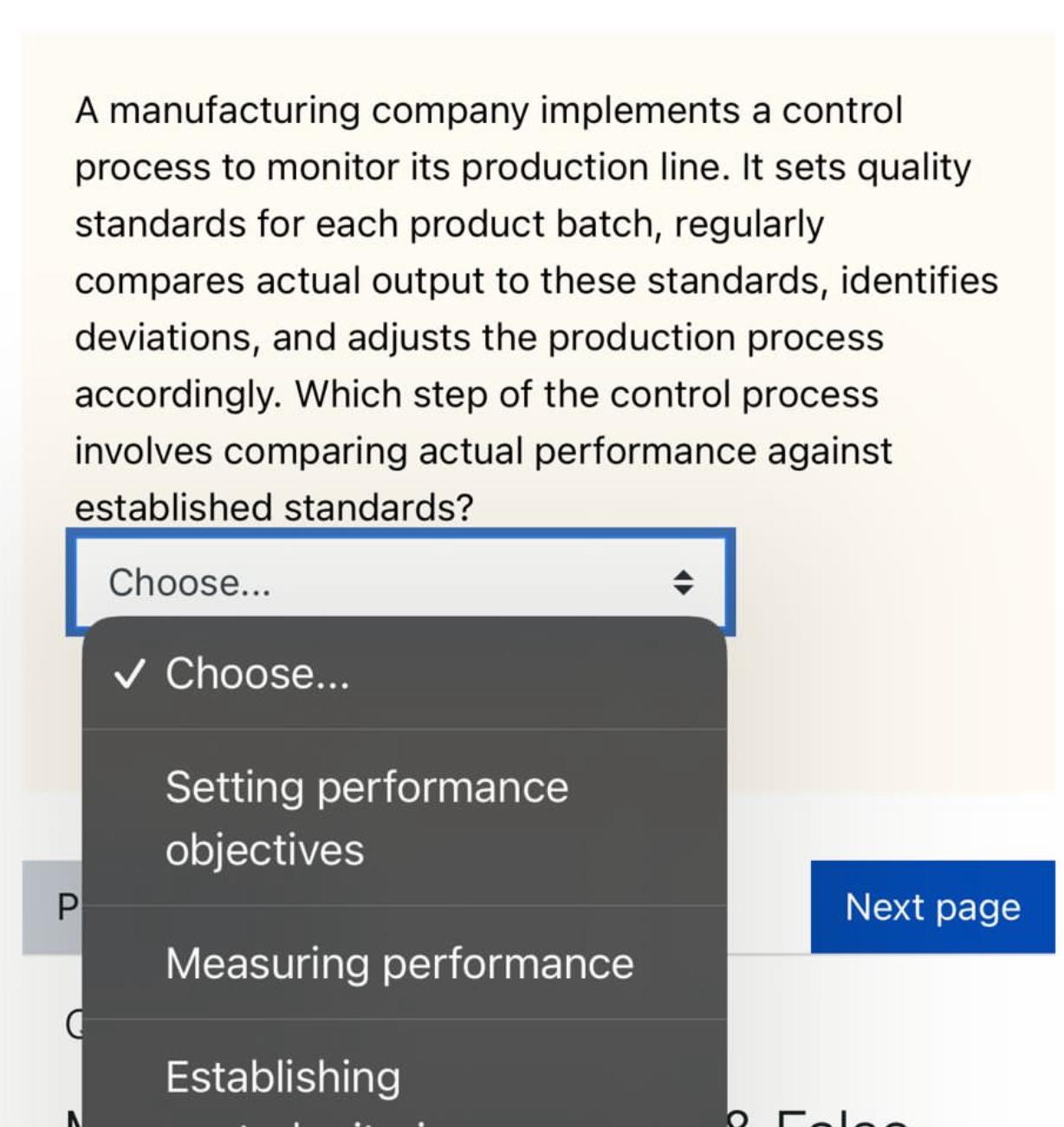 Solved A manufacturing company implements a control process | Chegg.com