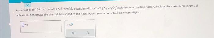 Solved A chemist must prepare 450, mL of 87.0μM aqueous zinc | Chegg.com