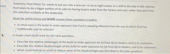 Solved nect Summary: Ford Motor Co. wants to put you into a | Chegg.com