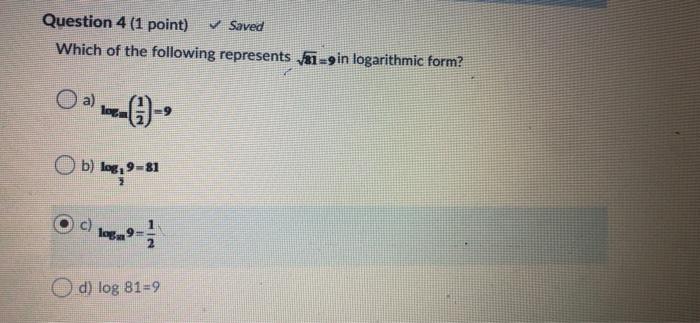 Solved Question 4 (1 point) Saved Which of the following | Chegg.com