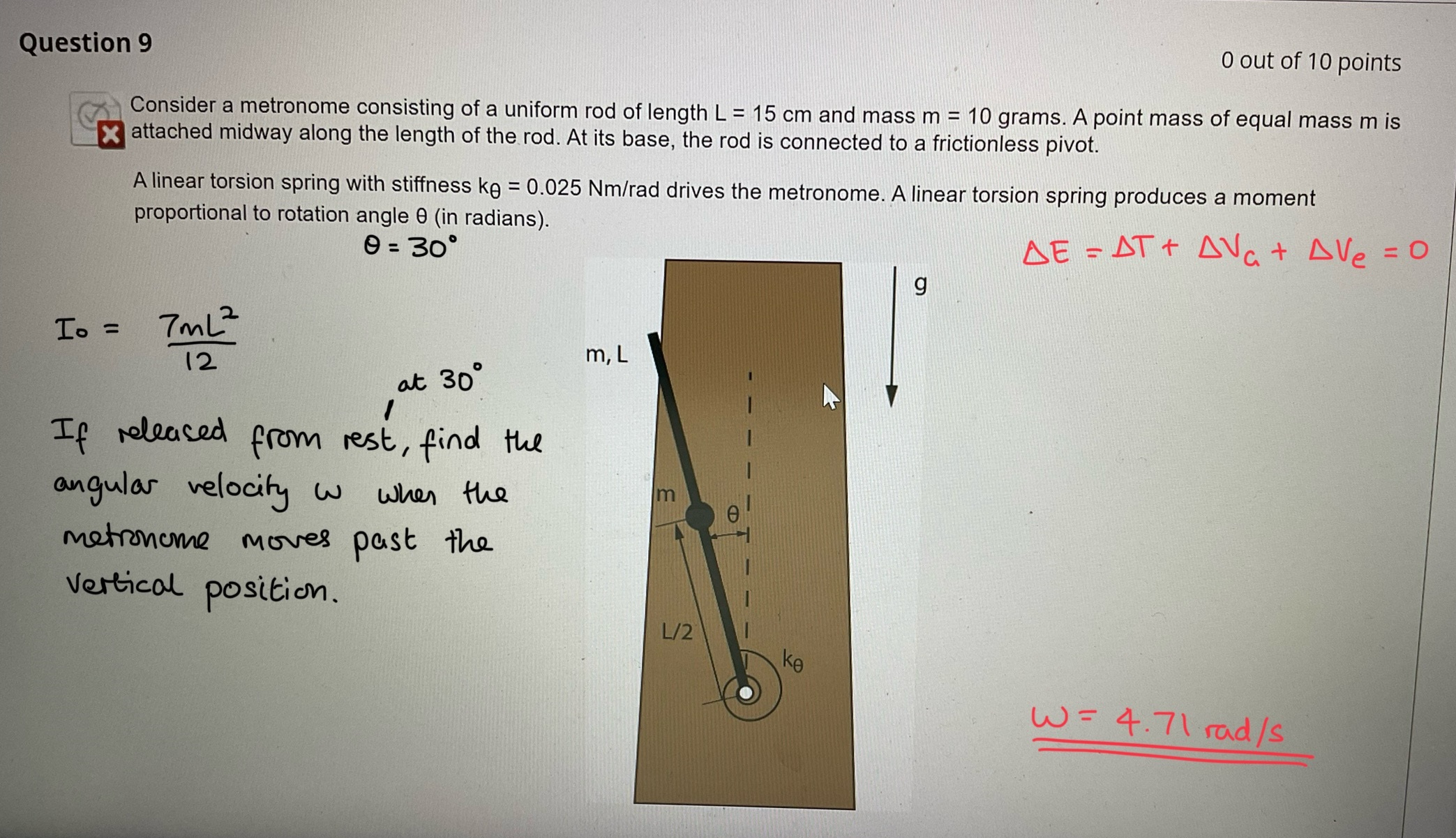 Solved Question 9Consider a metronome consisting of a | Chegg.com