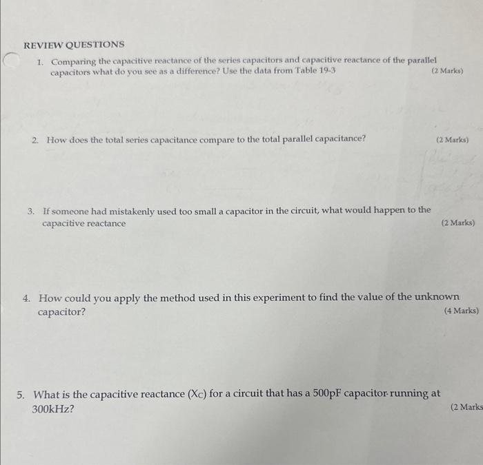 Solved REVIEW QUESTIONS 1. Comparing The Capacitive | Chegg.com