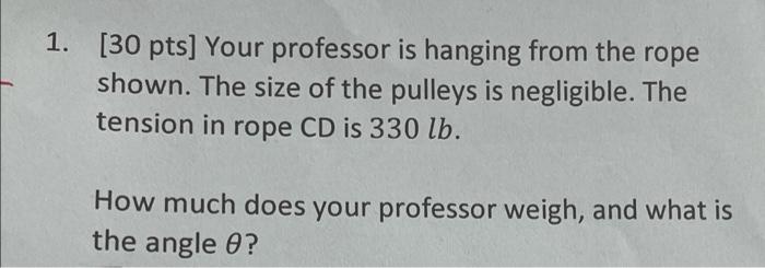 Solved 1. [30 pts] Your professor is hanging from the rope | Chegg.com