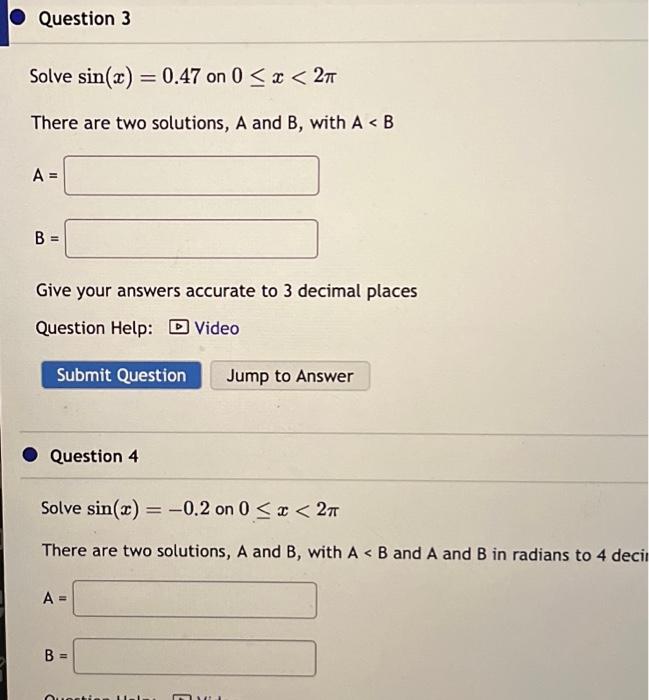 Solved Solve sin(x)=0.47 on 0≤x