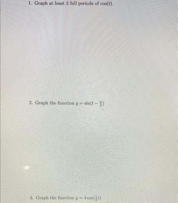 Solved 1. Graph at least 2 full periods of cos(t). 2. Graph | Chegg.com