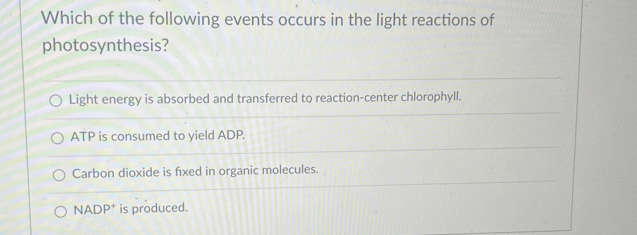 Solved Which of the following events occurs in the light | Chegg.com