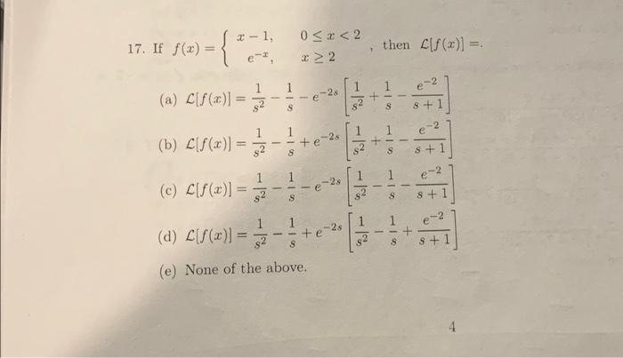 Solved F X {x−1 E−x 0≤x