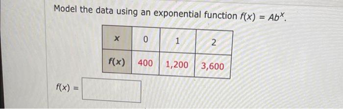 Solved Model the data using an exponential function | Chegg.com