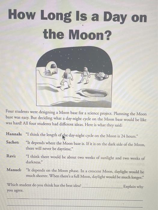 Solved How Long Is a Day on the Moon? Four students were
