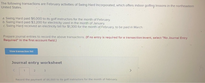 Solved The following transactions are February activities of | Chegg.com