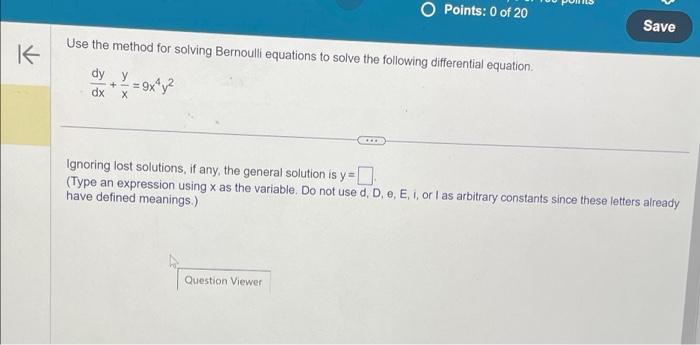 Solved Use the method for solving Bernoulli equations to | Chegg.com