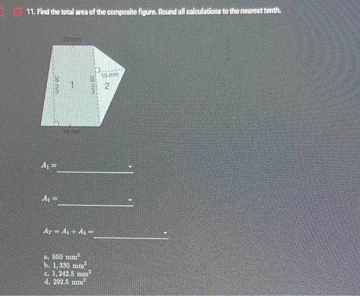 Solved 11. Find The Total Area Of The Composite Figure. | Chegg.com