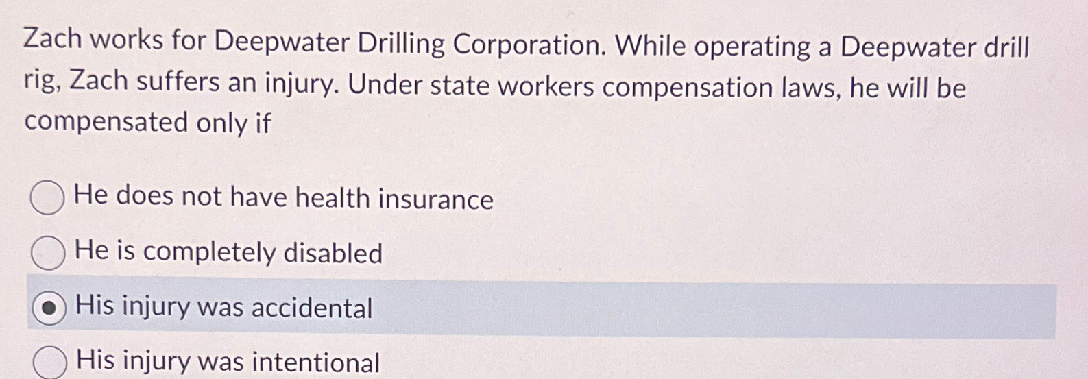 Solved Zach works for Deepwater Drilling Corporation. While