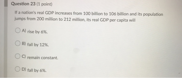 Solved Question 23 1 Point If A Nation S Real Gdp Chegg Com