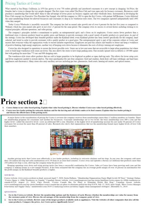 Classify Dismantle Inspiration Solved Pricing Tactics at Costco when ther messed. feet winh | Chegg.com