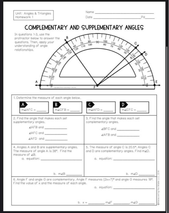 unit angles and triangles homework 1 answer key