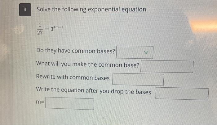 Solved Solve the following exponential equation. 86y+4=64 Do | Chegg.com