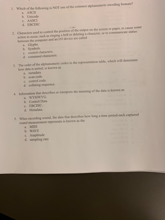 Solved 1. Which of the following is NOT one of the common | Chegg.com